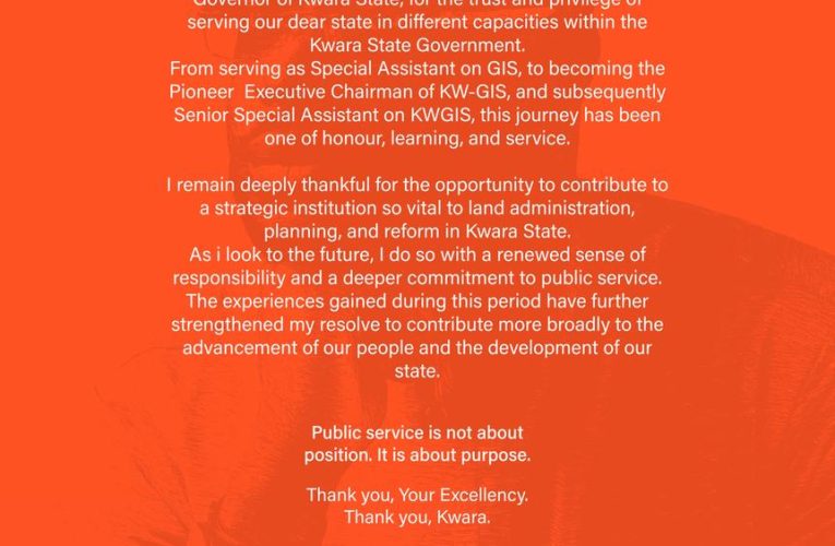 Abdulmutalib Akinlade Shittu Thank Kwarans, Governor AbdulRazaq for the opportunity to serve